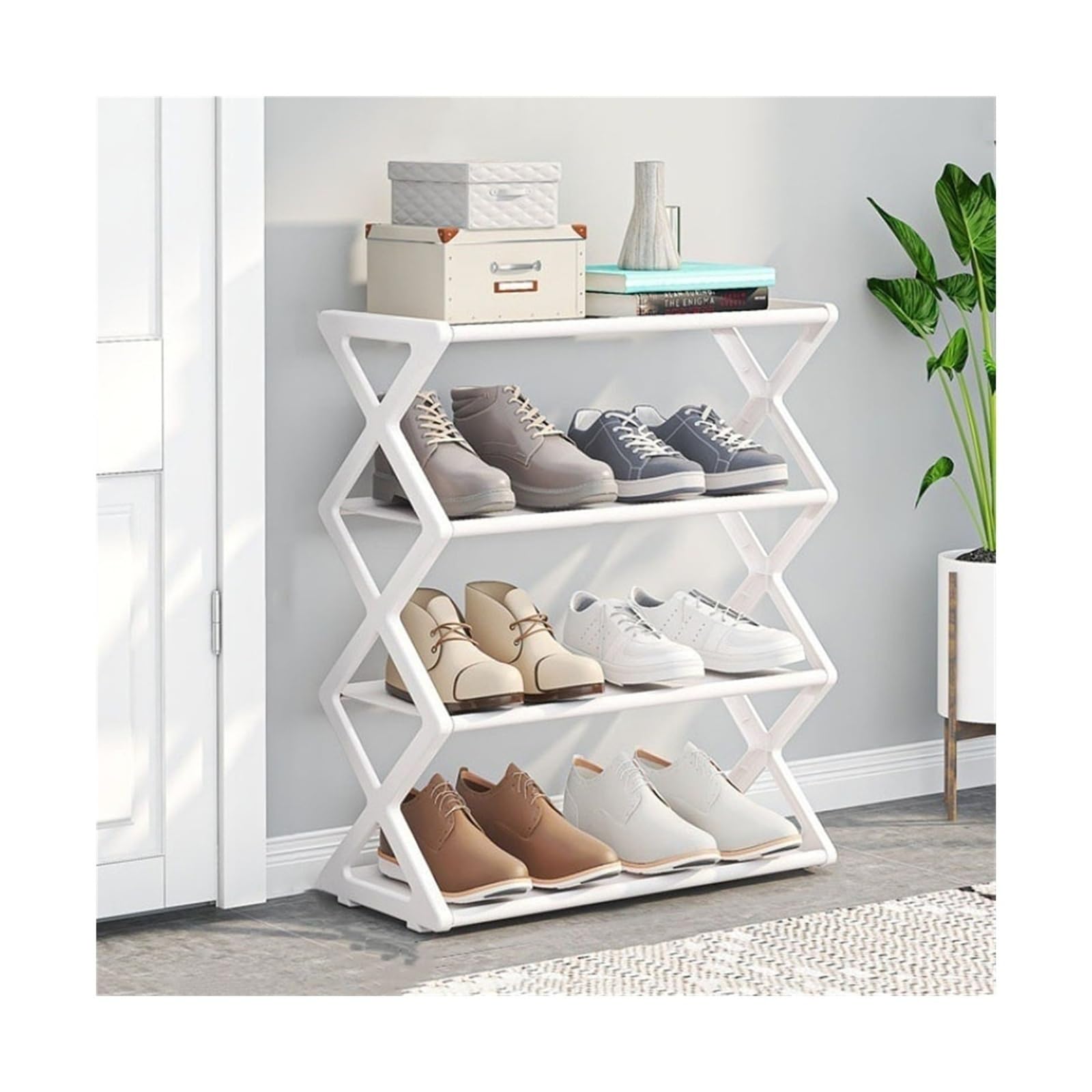 ZCSO Shoe Cabinet 4-Tier Freestanding Shoe Rack, Entryway Shoe